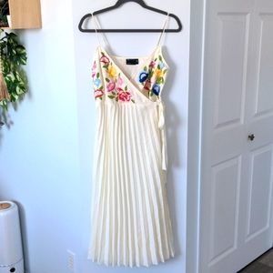 ASOS Design embroidered wrap dress, cream, size 38